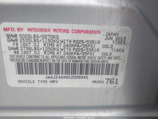 Продаж на аукціоні авто 2014 Mitsubishi Outlander Gt, vin: JA4JZ4AX6EZ006945, номер лоту: 45488873