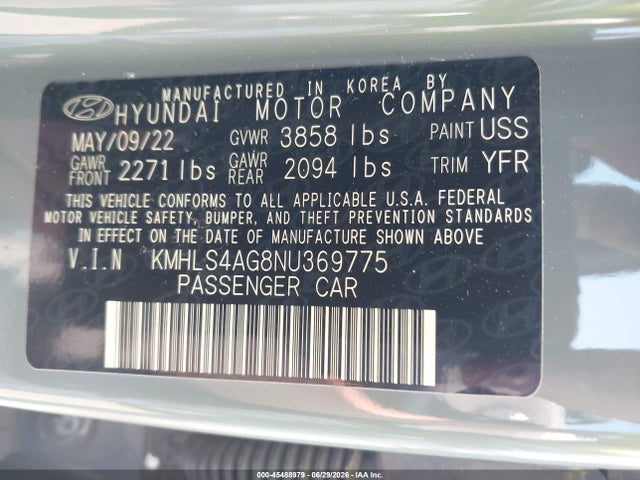 Hyundai ELANTRA SEL 2022 KMHLS4AG8NU369775 Image 9