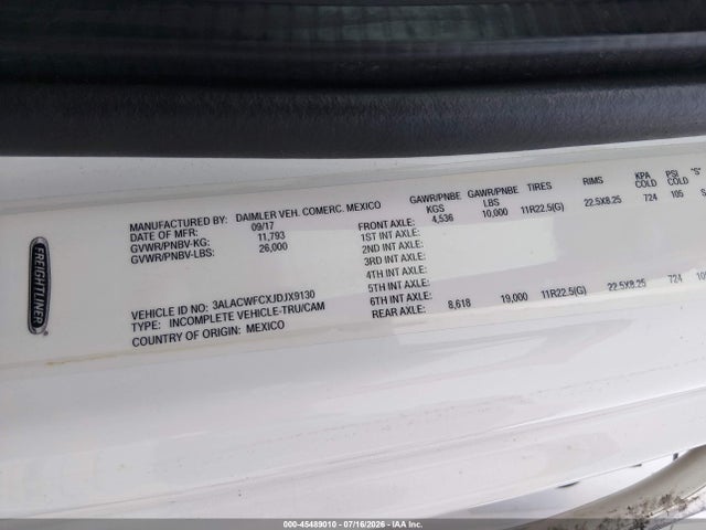 Aukcja sprzedaży 2018 Freightliner M2 106, vin: 3ALACWFCXJDJX9130, numer aukcji: 45489010