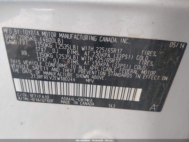 Toyota Rav4 Xle 2014 2T3RFREV2EW180244 Image 9