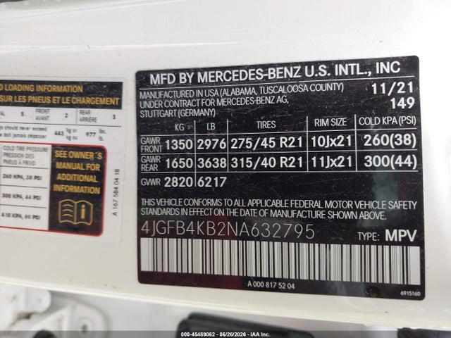 Продажа на аукционе авто 2022 Mercedes-benz Gle 350 4matic, vin: 4JGFB4KB2NA632795, номер лота: 45489062