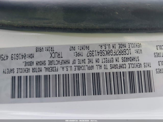 1C6RR7FG0KS641397 RAM 1500 Classic Tradesman 4x4 6&#039;4 Box