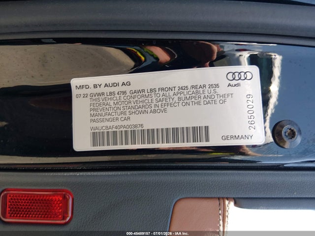 Aukcja sprzedaży 2023 Audi A4 Prestige 40 Tfsi Quattro S Tronic, vin: WAUCBAF40PA003876, numer aukcji: 45489157