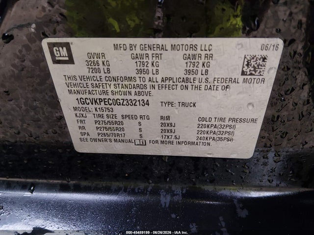 Продажа на аукционе авто 2016 Chevrolet Silverado 1500 Custom, vin: 1GCVKPEC0GZ332134, номер лота: 45489199