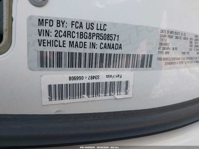 45489290 :رقم المزاد ، 2C4RC1BG8PR508571 vin ، 2023 Chrysler Pacifica Touring L مزاد بيع