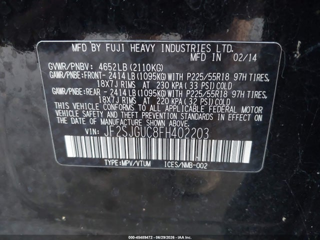 Subaru Forester 2.0xt Touring 2015 JF2SJGUC8FH402203 Image 9