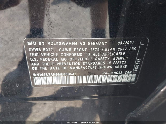 Aukcja sprzedaży 2021 Volkswagen Arteon 2.0t Sel R-line, vin: WVWSR7AN5ME008542, numer aukcji: 45489502