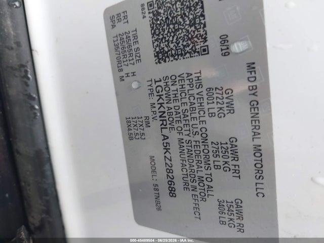 GMC Acadia Sle-1 2019 1GKKNRLA5KZ282688 Image 9