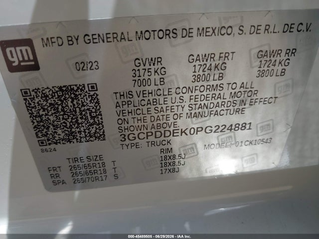 3GCPDDEK0PG224881 Chevrolet Silverado 1500 4wd Standard Bed Lt