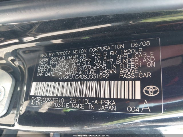 Продажа на аукционе авто 2008 Scion Xd, vin: JTKKU10408J031592, номер лота: 45489515