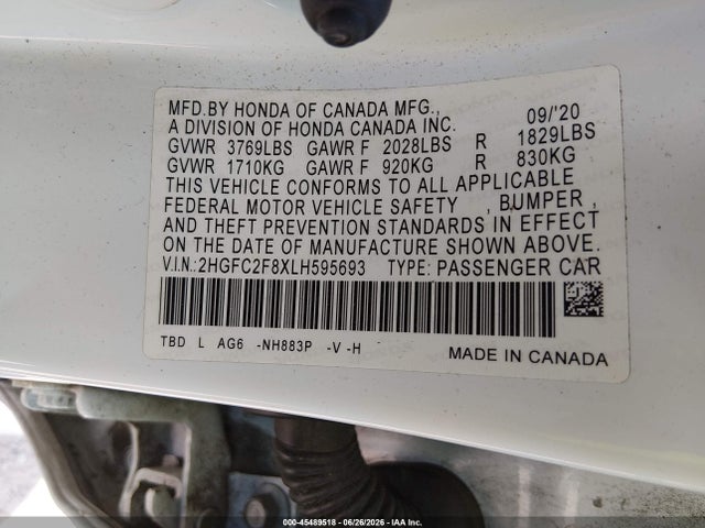 Honda Civic Sport 2020 2HGFC2F8XLH595693 Image 9