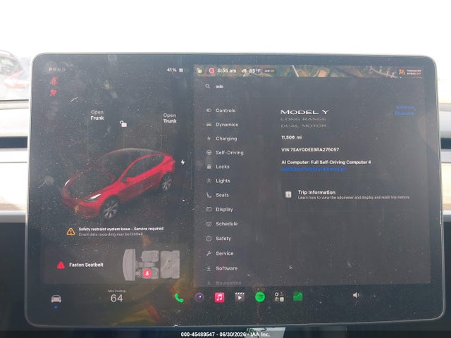 Aukcja sprzedaży 2024 Tesla Model Y Long Range Dual Motor All-wheel Drive, vin: 7SAYGDEE8RA275057, numer aukcji: 45489547