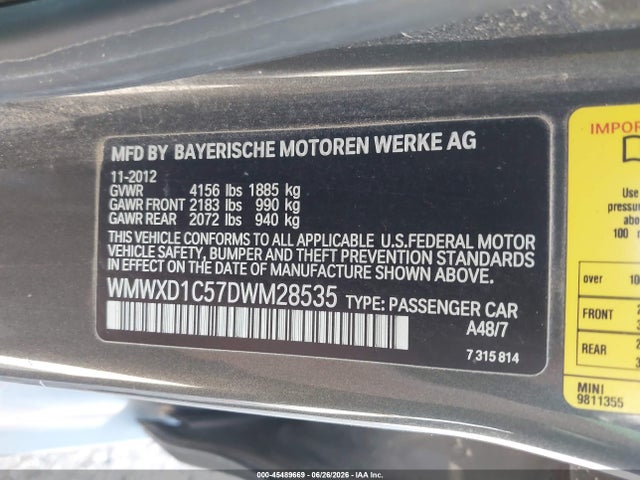 Aukcja sprzedaży 2013 Mini Countryman John Cooper Works, vin: WMWXD1C57DWM28535, numer aukcji: 45489669