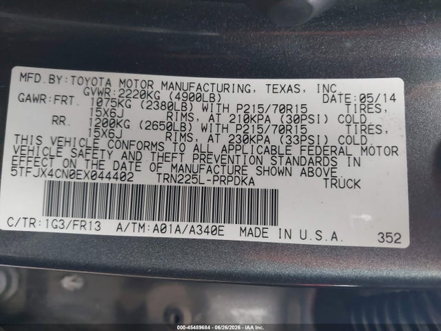 Toyota Tacoma 2014 5TFJX4CN0EX044402 Image 9