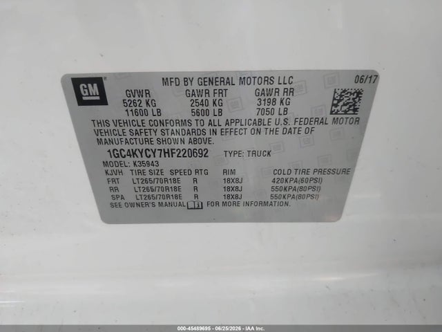 1GC4KYCY7HF220692 Chevrolet Silverado 3500hd Work Truck