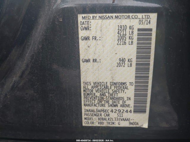 Nissan Altima 2.5 S 2014 1N4AL3AP6EC429244 Image 9