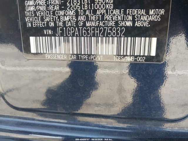 Продаж на аукціоні авто 2015 Subaru Impreza 2.0i Sport Premium, vin: JF1GPAT63FH275832, номер лоту: 45489787