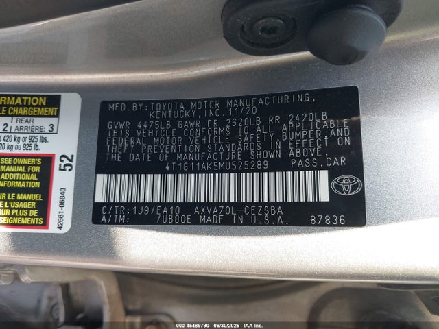 4T1G11AK5MU525289 Toyota CAMRY SE