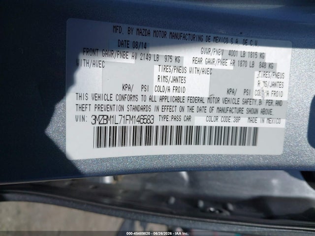 3MZBM1L71FM146583 Mazda Mazda3 I Touring