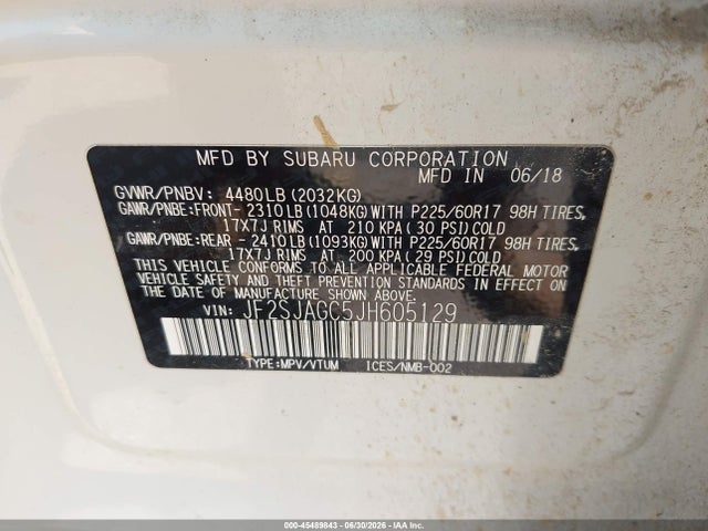 Продажа на аукционе авто 2018 Subaru Forester 2.5i Premium, vin: JF2SJAGC5JH605129, номер лота: 45489843