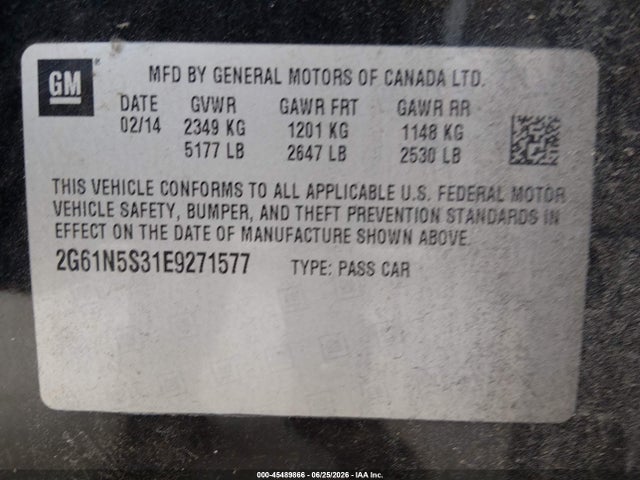 Продаж на аукціоні авто 2014 Cadillac Xts Luxury, vin: 2G61N5S31E9271577, номер лоту: 45489866