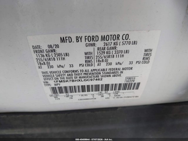 1FMSK7BHXLGC97462 Ford Explorer