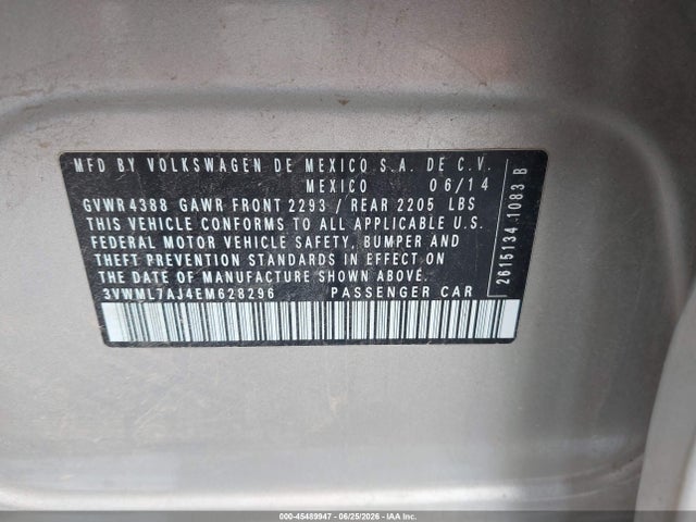 2014 Volkswagen Jetta Sportwagen 2.0l Tdi მანქანა იყიდება აუქციონზე, vin: 3VWML7AJ4EM628296, აუქციონის ნომერი: 45489947