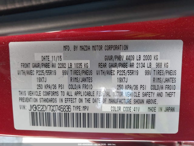 Продаж на аукціоні авто 2016 Mazda Cx-5 Grand Touring, vin: JM3KE2DY7G0745836, номер лоту: 45489959