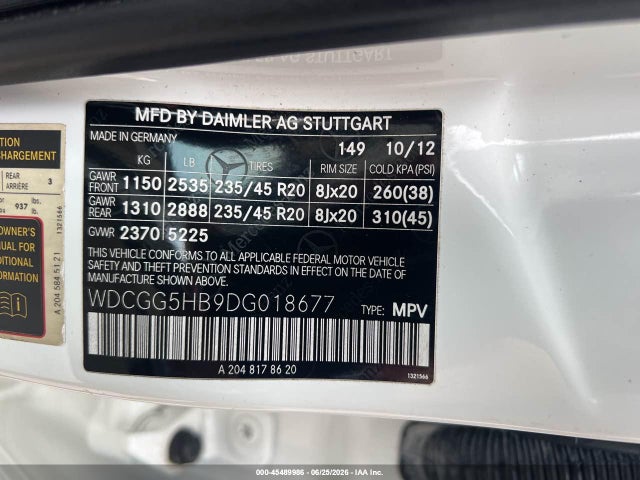 Aukcja sprzedaży 2013 Mercedes-benz Glk 350, vin: WDCGG5HB9DG018677, numer aukcji: 45489986