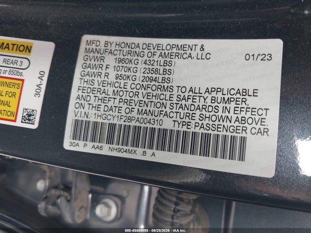1HGCY1F28PA004310 Honda ACCORD LX
