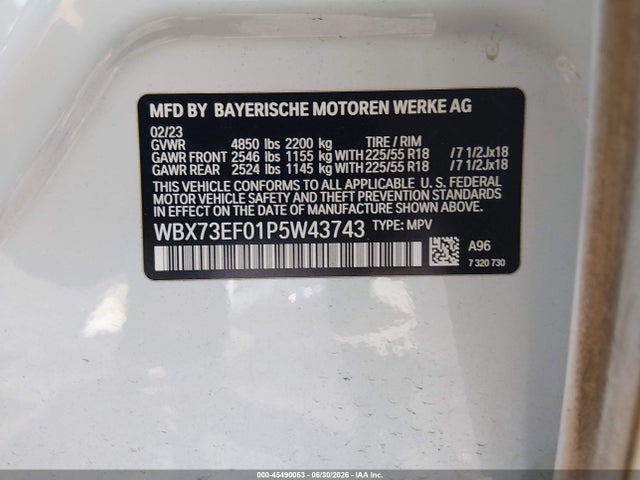 Aukcja sprzedaży 2023 Bmw X1 Xdrive28i, vin: WBX73EF01P5W43743, numer aukcji: 45490053