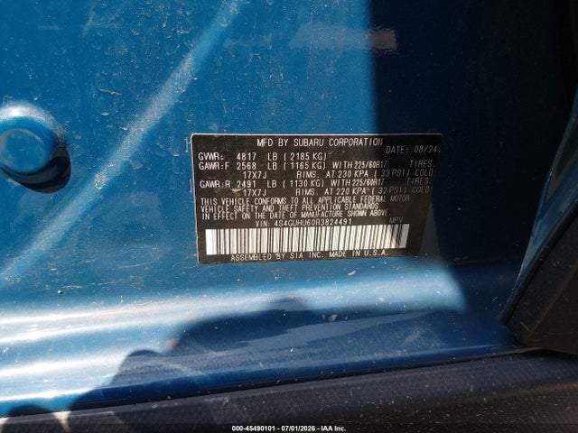 Продажа на аукционе авто 2024 Subaru Crosstrek Wilderness, vin: 4S4GUHU60R3824491, номер лота: 45490101