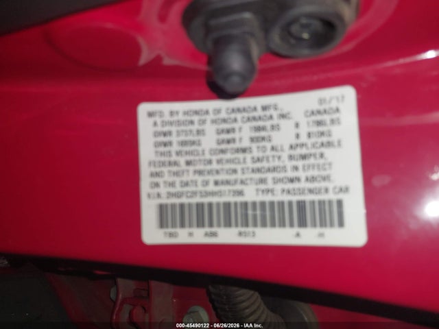 Honda Civic Lx 2017 2HGFC2F53HH517396 Image 9
