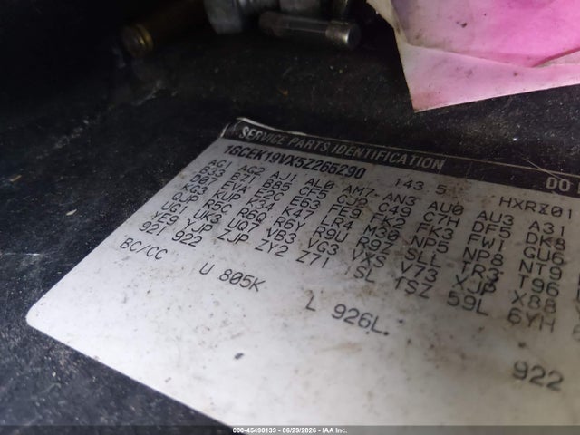 45490139 :رقم المزاد ، 1GCEK19VX5Z265290 vin ، 2005 Chevrolet Silverado 1500 Z71 مزاد بيع
