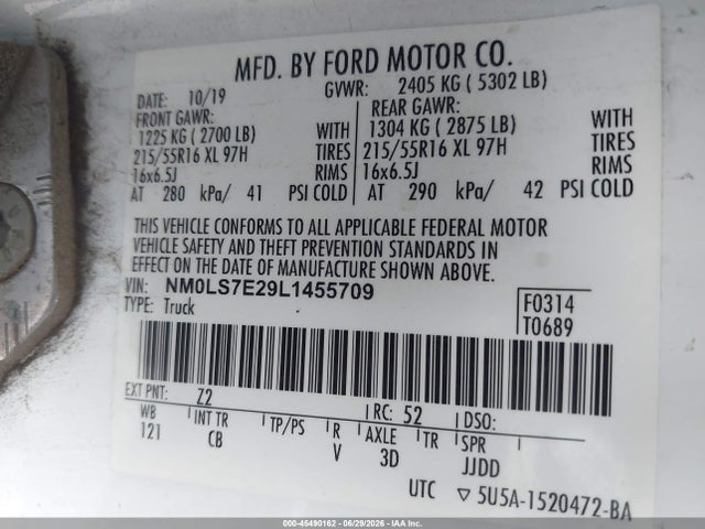 Ford Transit Connect Xl 2020 NM0LS7E29L1455709 Image 9