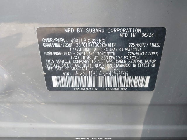 Продажа на аукционе авто 2025 Subaru Forester Premium, vin: JF2SLDBC4SH425936, номер лота: 45490169