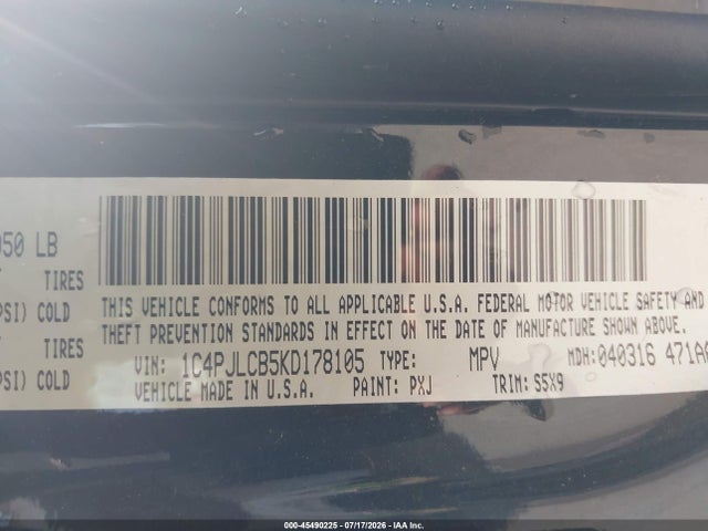 Продажа на аукционе авто 2019 Jeep Cherokee Latitude Fwd, vin: 1C4PJLCB5KD178105, номер лота: 45490225