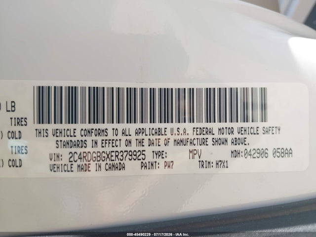 Продаж на аукціоні авто 2014 Dodge Grand Caravan Se, vin: 2C4RDGBGXER379925, номер лоту: 45490229