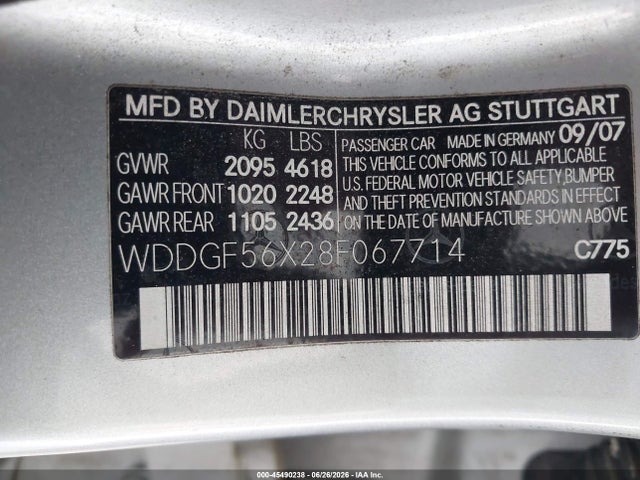 Aukcja sprzedaży 2008 Mercedes-benz C 350 Sport, vin: WDDGF56X28F067714, numer aukcji: 45490238