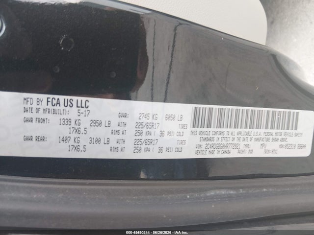 Продаж на аукціоні авто 2017 Dodge Grand Caravan Se, vin: 2C4RDGBG0HR772921, номер лоту: 45490244