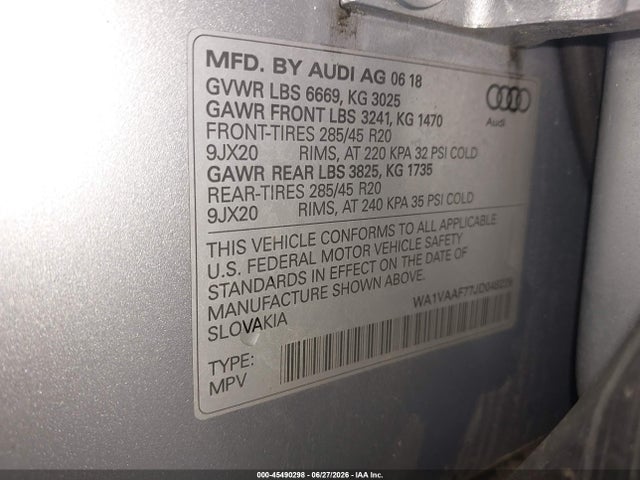 WA1VAAF77JD048239 Audi Q7 3.0t Premium