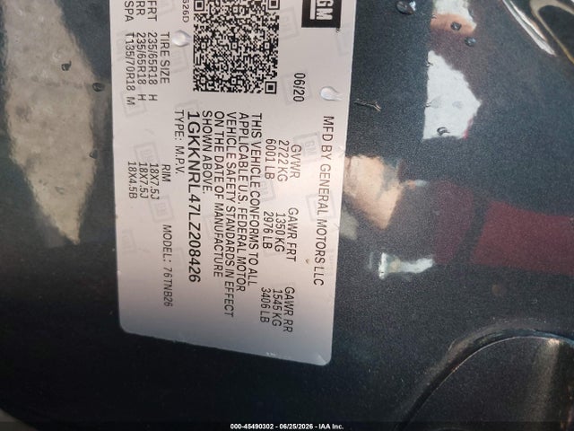 GMC Acadia Fwd Sle 2020 1GKKNRL47LZ208426 Image 9
