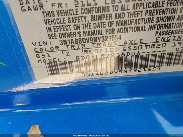 3N1AB8DV9NY321554 Nissan Sentra Sr Xtronic Cvt