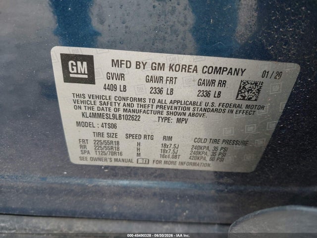 Aukcja sprzedaży 2020 Buick Encore Gx Awd Select, vin: KL4MMESL9LB102622, numer aukcji: 45490328