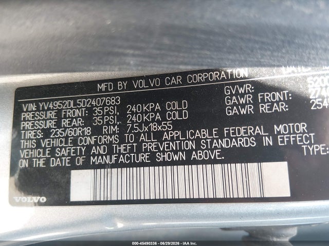 Продаж на аукціоні авто 2013 Volvo Xc60 3.2/3.2 Platinum/3.2 Premier/3.2 Premier Plus, vin: YV4952DL5D2407683, номер лоту: 45490336