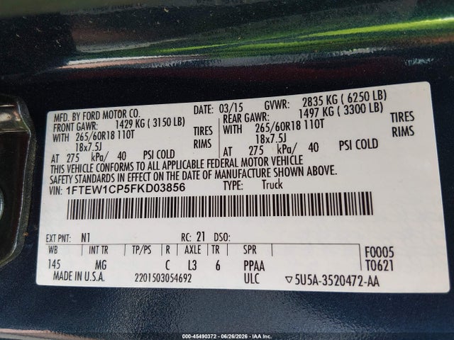 Ford F-150 Xlt 2015 1FTEW1CP5FKD03856 Image 9