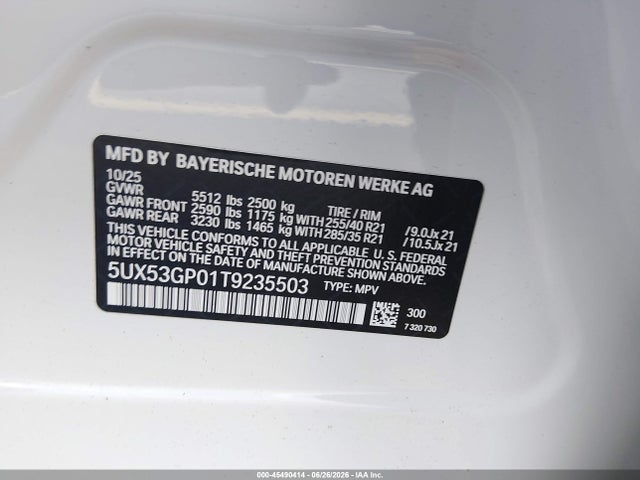 BMW X3 30 Xdrive 2026 5UX53GP01T9235503 Image 9