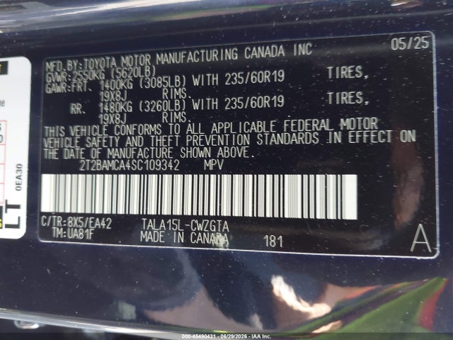 2T2BAMCA4SC109342 Lexus Rx 350 Premium