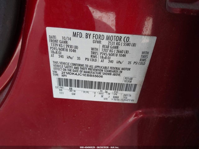 2FMDK4JC1EBB55606 Ford EDGE SEL