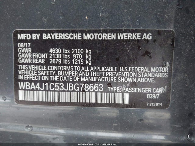 WBA4J1C53JBG78663 BMW 430i Gran Coupe